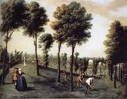 unknow artist Hartwell House,North west area of the gardens with two bastions and men Scything china oil painting artist